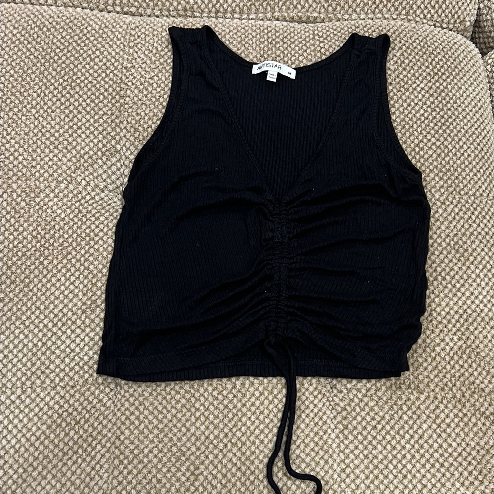 Amistar Black Ruched Tank Top